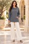 Women's Long Sleeve Asymmetrical Hooded Button Detail Waffle Blouse with Kangaroo Pocket - Sporty Style and Casual Comfort - 3