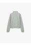Slim Fit Long Sleeve High Collar Sweatshirt with Napoleon Zipper Closure - 2