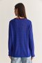 Women's Indigo 100% Viscose Striped Crew Neck Long Sleeve Seasonal Knitwear Sweater Tk261029 60286727 - 7