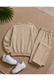 Men's Basic Crew Neck Sweatshirt and Sweatpants Set - Draped Comfortable Fit Sweatshirt and Sweatpants Combination Set - 2