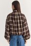 Women's Brown Plaid Patterned Lined Bomber Jacket with Stone Details, Stand-Up Collar, and Zipper Closure Dc261012 60286766 - 8