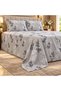 Turkish Style King Size Flat Bedsheet Set, 3 Pieces, 260 x 240 cm, 1 Flat Sheet and 2 Pillowcases (Light Grey with Charcoal and White) - 2