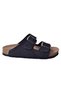 Women's Black Nubuck Double Buckle Orthopedic Balcony Garden Beach Pool Slippers