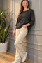 Women's Dark Gray Boat Neck Lycra 100% Cotton Yarn Thin Knitwear Blouse - 3