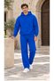 Men's Basic Hooded Tracksuit Set - Draped Comfortable Fit Sweatshirt with Kangaroo Pockets and Sweatpants Combination Set