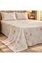 Turkish Style King Size Flat Bedsheet Set, 3 Pieces, 260 x 240 cm, 1 Flat Sheet and 2 Pillowcases (Cream with Blush Pink) - 2