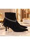 Women's Western Style Tassel Detailed Elegant Heeled Boots - 7