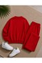 Men's Basic Crew Neck Sweatshirt and Sweatpants Set - Draped Comfortable Fit Sweatshirt and Sweatpants Combination Set - 2