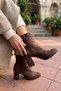 Eliz Brown Suede (7cm Heel) Pointed Toe Lace-Up Daily Women's Boots - 2