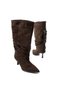 Hazel Brown Suede Bellows Pointed Toe Low Thin Heeled Women's Boots - 4