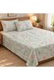 Turkish Style King Size Flat Bedsheet Set, 3 Pieces, 260 x 240 cm, 1 Flat Sheet and 2 Pillowcases (Mint Green with Pink) - 4