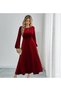Women's long sleeve crew neck midi velvet dress - 3