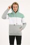Men's Three-Thread Ribbed Hooded Casual Sweatshirt with Kangaroo Pocket