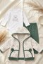 Baby Teddy Bear Hooded Quilted Jacket, Cotton Padded Bodysuit and Ribbed Bottom Tracksuit 3-Piece Combination Set - Ek - 2