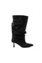 Hazel Black Suede Bellows Pointed Toe Low Thin Heeled Women's Boots - 3