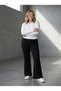 Women's Plus Size High Ribbed Detailed Trousers 6347-27