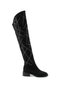 Starlit Black Stone Suede Round Toe Low Heel Over-The-Knee Long Women's Boots - 3