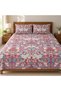 Turkish Style King Size Flat Bedsheet Set, 3 Pieces, 260 x 240 cm, 1 Flat Sheet and 2 Pillowcases (Dusty Rose Red with Ivory) - 3