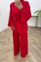 Women's Red High-Necked Waist-Tied Double Hijab Set Nms109 - 8