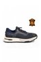 Rubber Sole Lace-Up Sneaker Navy Blue Genuine Leather Men's Casual Shoes Hz0730-F0056