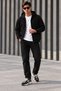 Men's Standard Fit, Regular Cut, Fleece-Lined, 3-Ply, Hooded, Zipper-Front Black Sweatshirt Jacket - 4