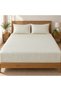 Turkish Style King Size Flat Bedsheet Set, 3 Pieces, 260 x 240 cm, 1 Flat Sheet and 2 Pillowcases (Butter Cream and White) - 3