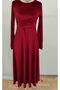 Women's long sleeve crew neck midi velvet dress - 6