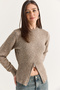 Women's Mink Crew Neck Zippered Knitwear Sweater Tk261160 60286720