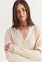 Women's Cream Lace Detailed V-Neck Long Sleeve Ribbed Knitwear Sweater Tk261069 60286723 - 6