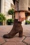 Eliz Brown Suede (7cm Heel) Pointed Toe Lace-Up Daily Women's Boots - 5