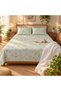 Turkish Style King Size Flat Bedsheet Set, 3 Pieces, 260 x 240 cm, 1 Flat Sheet and 2 Pillowcases (Ivory with Pale Green)