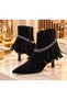 Women's Western Style Tassel Detailed Elegant Heeled Boots - 5