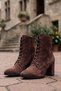 Eliz Brown Suede (7cm Heel) Pointed Toe Lace-Up Daily Women's Boots