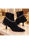 Women's Western Style Tassel Detailed Elegant Heeled Boots - 2