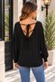 Timeless Elegance Women's V-Neck Loose Viscose Blouse with Crossed Tie Detail on the Back