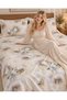 Turkish Style King Size Flat Bedsheet Set, 3 Pieces, 260 x 240 cm, 1 Flat Sheet and 2 Pillowcases (Ivory with Champagne Beige) - 8