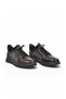 Rubber Sole Lace-Up Sneaker Black Genuine Leather Men's Casual Shoes 5K0795-2297 - 3