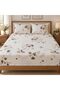 Turkish Style King Size Flat Bedsheet Set, 3 Pieces, 260 x 240 cm, 1 Flat Sheet and 2 Pillowcases (Cream with Lavender Purple) - 3