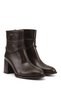 Women's Brown Zippered Thick Heeled Boots - 5