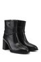 Women's Black Zippered Thick Heeled Boots - 5