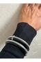 Design Black/White Stone Modern Acrylic 2 Pieces Bracelet/Bangle - 4