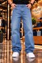 Men's Baggy Mustache Washed Denim Jean Trousers - 3
