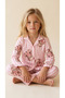 Striped Teddy Bear Patterned Suede Girls' Front Buttoned Long Sleeve Pajama Set - 3