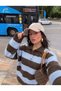 Polo Collar Button Detailed Striped Knitwear Sweater Aw26Kz00092 - 3