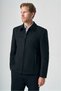 Black Berber Collar Cashmere Slim Fit Flexible Coat 1007265121 - 4