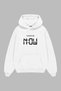 Not Tomorrow Now Printed White Oversize Unisex Hoodie