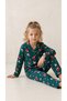 New Year's Patterned Suede Girls' Long Sleeve Pajama Set with Front Buttons - 2