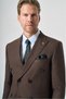 Brown Swallow Collar Striped Double Breasted 6 Drop Slim Fit Full Lining Flexible Suit 1001265152 - 4
