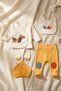 Tiny Trotter 100% Cotton Horse Embroidered Newborn 5-Piece Baby Set - Ecru & Mustard - 3