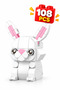 108 Pieces Mini Block Rabbit Figure Building Set 3D Animal Toy Ages 6+
